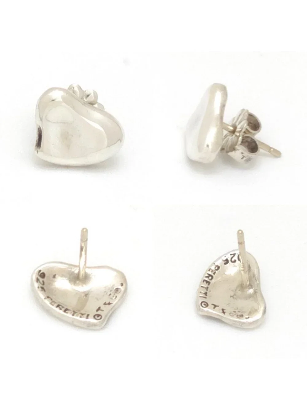 Tiffany & Co Full Heart Earrings Sterling Silver Stud Elsa Peretti Vintage
